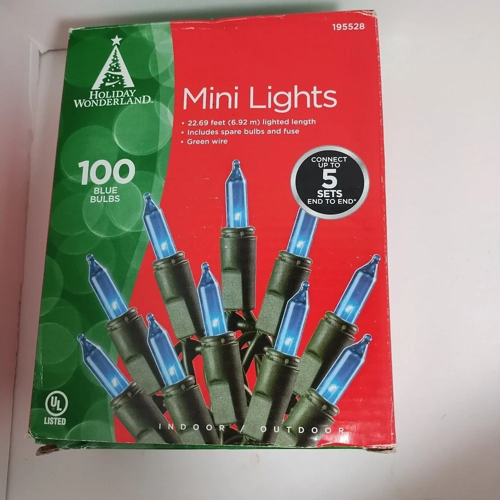 2 Boxes 100 Blue Mini Christmas Lights 22 Ft Length Indoor Outdoor‎ Holiday